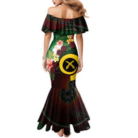 Long God Yumi Stanap Vanuatu Mermaid Dress Tropical Flowers Aboriginal Pattern