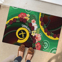 Long God Yumi Stanap Vanuatu Rubber Doormat Tropical Flowers Aboriginal Pattern LT14 - Polynesian Pride