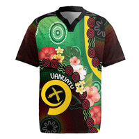 Long God Yumi Stanap Vanuatu Rugby Jersey Tropical Flowers Aboriginal Pattern LT14 Green - Polynesian Pride