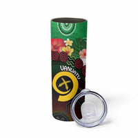 Long God Yumi Stanap Vanuatu Skinny Tumbler Tropical Flowers Aboriginal Pattern
