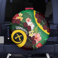 Long God Yumi Stanap Vanuatu Spare Tire Cover Tropical Flowers Aboriginal Pattern