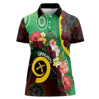 Long God Yumi Stanap Vanuatu Women Polo Shirt Tropical Flowers Aboriginal Pattern