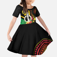 Tamtam Drum Vanuatu Family Matching Off Shoulder Maxi Dress and Hawaiian Shirt Boar Tusk Aboriginal Flag Style