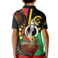 Tamtam Drum Vanuatu Kid Polo Shirt Boar Tusk Aboriginal Flag Style
