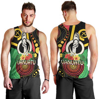 Tamtam Drum Vanuatu Men Tank Top Boar Tusk Aboriginal Flag Style LT14 - Polynesian Pride