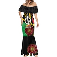 Tamtam Drum Vanuatu Mermaid Dress Boar Tusk Aboriginal Flag Style