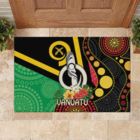 Tamtam Drum Vanuatu Rubber Doormat Boar Tusk Aboriginal Flag Style LT14 Black - Polynesian Pride
