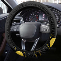 Tamtam Drum Vanuatu Steering Wheel Cover Boar Tusk Aboriginal Flag Style LT14 - Polynesian Pride