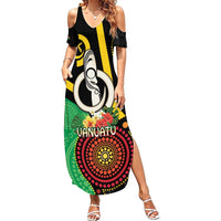 Tamtam Drum Vanuatu Summer Maxi Dress Boar Tusk Aboriginal Flag Style
