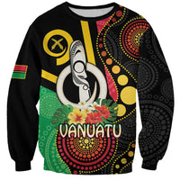 Tamtam Drum Vanuatu Sweatshirt Boar Tusk Aboriginal Flag Style LT14 Unisex Black - Polynesian Pride
