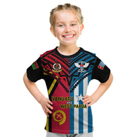 Vanuatu And West Papua Kid T Shirt Coat Of Arms Mix Flag Style LT14 Black - Polynesian Pride