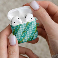 Hawaii Jade Vine Lei AirPods Case Aloha Palaka Motif - Turquoise LT14 - Polynesian Pride