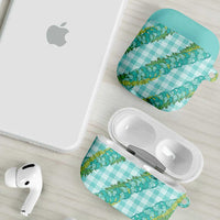 Hawaii Jade Vine Lei AirPods Case Aloha Palaka Motif - Turquoise LT14 - Polynesian Pride