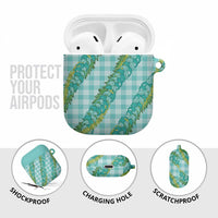 Hawaii Jade Vine Lei AirPods Case Aloha Palaka Motif - Turquoise LT14 - Polynesian Pride