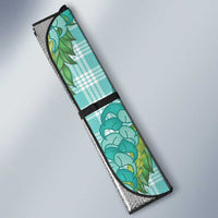 Hawaii Jade Vine Lei Auto Sun Shade Aloha Palaka Motif - Turquoise LT14 - Polynesian Pride