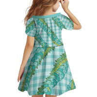 Hawaii Jade Vine Lei Family Matching Off Shoulder Maxi Dress and Hawaiian Shirt Aloha Palaka Motif - Turquoise - Polynesian Pride