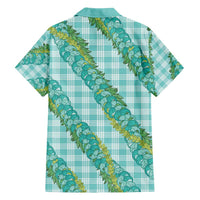 Hawaii Jade Vine Lei Family Matching Summer Maxi Dress and Hawaiian Shirt Aloha Palaka Motif - Turquoise - Polynesian Pride