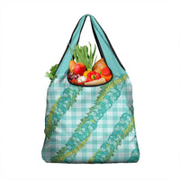 Hawaii Jade Vine Lei Grocery Bag Aloha Palaka Motif - Turquoise LT14 1-pack One Size Turquoise - Polynesian Pride