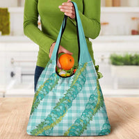 Hawaii Jade Vine Lei Grocery Bag Aloha Palaka Motif - Turquoise LT14 - Polynesian Pride