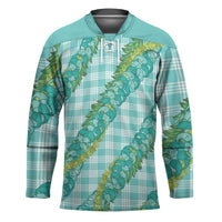 Hawaii Jade Vine Lei Hockey Jersey Aloha Palaka Motif - Turquoise LT14 Unisex Turquoise - Polynesian Pride