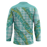 Hawaii Jade Vine Lei Hockey Jersey Aloha Palaka Motif - Turquoise LT14 - Polynesian Pride