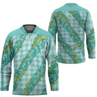 Hawaii Jade Vine Lei Hockey Jersey Aloha Palaka Motif - Turquoise LT14 - Polynesian Pride