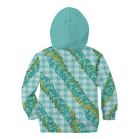Hawaii Jade Vine Lei Kid Hoodie Aloha Palaka Motif - Turquoise LT14 - Polynesian Pride