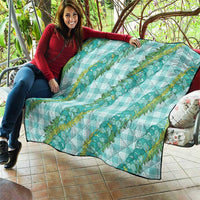 Hawaii Jade Vine Lei Quilt Aloha Palaka Motif - Turquoise - Polynesian Pride