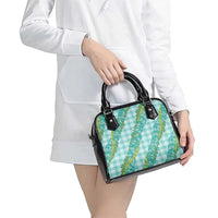 Hawaii Jade Vine Lei Shoulder Handbag Aloha Palaka Motif - Turquoise LT14 - Polynesian Pride