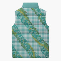 Hawaii Jade Vine Lei Sleeveless Puffer Jacket Aloha Palaka Motif - Turquoise LT14 - Polynesian Pride