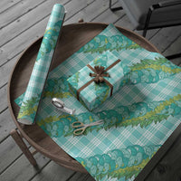 Hawaii Jade Vine Lei Wrapping Paper Aloha Palaka Motif - Turquoise LT14 - Polynesian Pride