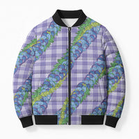 Hawaii Jade Vine Lei Bomber Puffer Jacket Aloha Palaka Motif - Purple LT14 Unisex Purple - Polynesian Pride