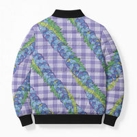 Hawaii Jade Vine Lei Bomber Puffer Jacket Aloha Palaka Motif - Purple LT14 - Polynesian Pride