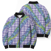 Hawaii Jade Vine Lei Bomber Puffer Jacket Aloha Palaka Motif - Purple LT14 - Polynesian Pride