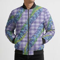 Hawaii Jade Vine Lei Bomber Puffer Jacket Aloha Palaka Motif - Purple LT14 - Polynesian Pride