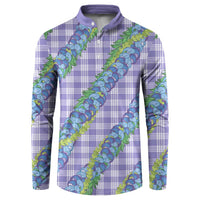 Hawaii Jade Vine Lei Button Sweatshirt Aloha Palaka Motif - Purple LT14 Purple - Polynesian Pride