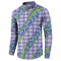 Hawaii Jade Vine Lei Button Sweatshirt Aloha Palaka Motif - Purple LT14 - Polynesian Pride