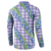 Hawaii Jade Vine Lei Button Sweatshirt Aloha Palaka Motif - Purple LT14 - Polynesian Pride