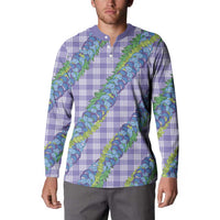 Hawaii Jade Vine Lei Button Sweatshirt Aloha Palaka Motif - Purple LT14 - Polynesian Pride