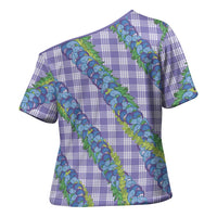 Hawaii Jade Vine Lei Cross Shoulder Shirt Aloha Palaka Motif - Purple LT14 - Polynesian Pride