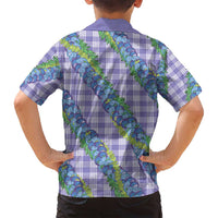 Hawaii Jade Vine Lei Family Matching Off Shoulder Maxi Dress and Hawaiian Shirt Aloha Palaka Motif - Purple - Polynesian Pride