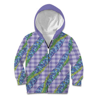 Hawaii Jade Vine Lei Kid Hoodie Aloha Palaka Motif - Purple LT14 Zip Hoodie Purple - Polynesian Pride