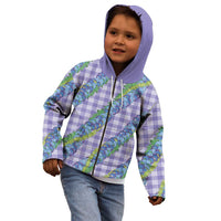 Hawaii Jade Vine Lei Kid Hoodie Aloha Palaka Motif - Purple LT14 - Polynesian Pride