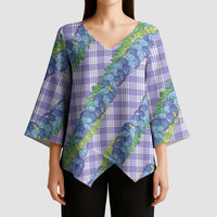 Hawaii Jade Vine Lei Kimono Sleeve Blouse Aloha Palaka Motif - Purple - Polynesian Pride
