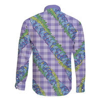 Hawaii Jade Vine Lei Long Sleeve Button Shirt Aloha Palaka Motif - Purple LT14 - Polynesian Pride