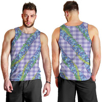 Hawaii Jade Vine Lei Men Tank Top Aloha Palaka Motif - Purple LT14 - Polynesian Pride