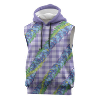 Hawaii Jade Vine Lei Sleeveless Hoodie Aloha Palaka Motif - Purple LT14 Purple - Polynesian Pride