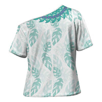 Jade Vine Lei Hawaii Cross Shoulder Shirt Aloha Seamless Tropical Leaves LT14 - Polynesian Pride