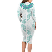 Jade Vine Lei Hawaii Family Matching Long Sleeve Bodycon Dress and Hawaiian Shirt Aloha Seamless Tropical Leaves - Polynesian Pride