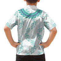 Jade Vine Lei Hawaii Family Matching Off The Shoulder Long Sleeve Dress and Hawaiian Shirt Aloha Seamless Tropical Leaves - Polynesian Pride